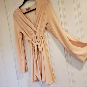 ASOS Nude Pink V Neck Long Sleeve Dress